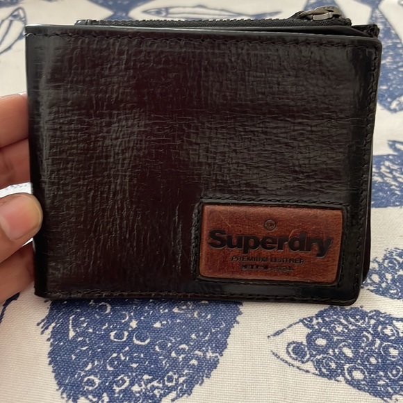 Superdry bifold wallet, premium black leather - Picture 5 of 10